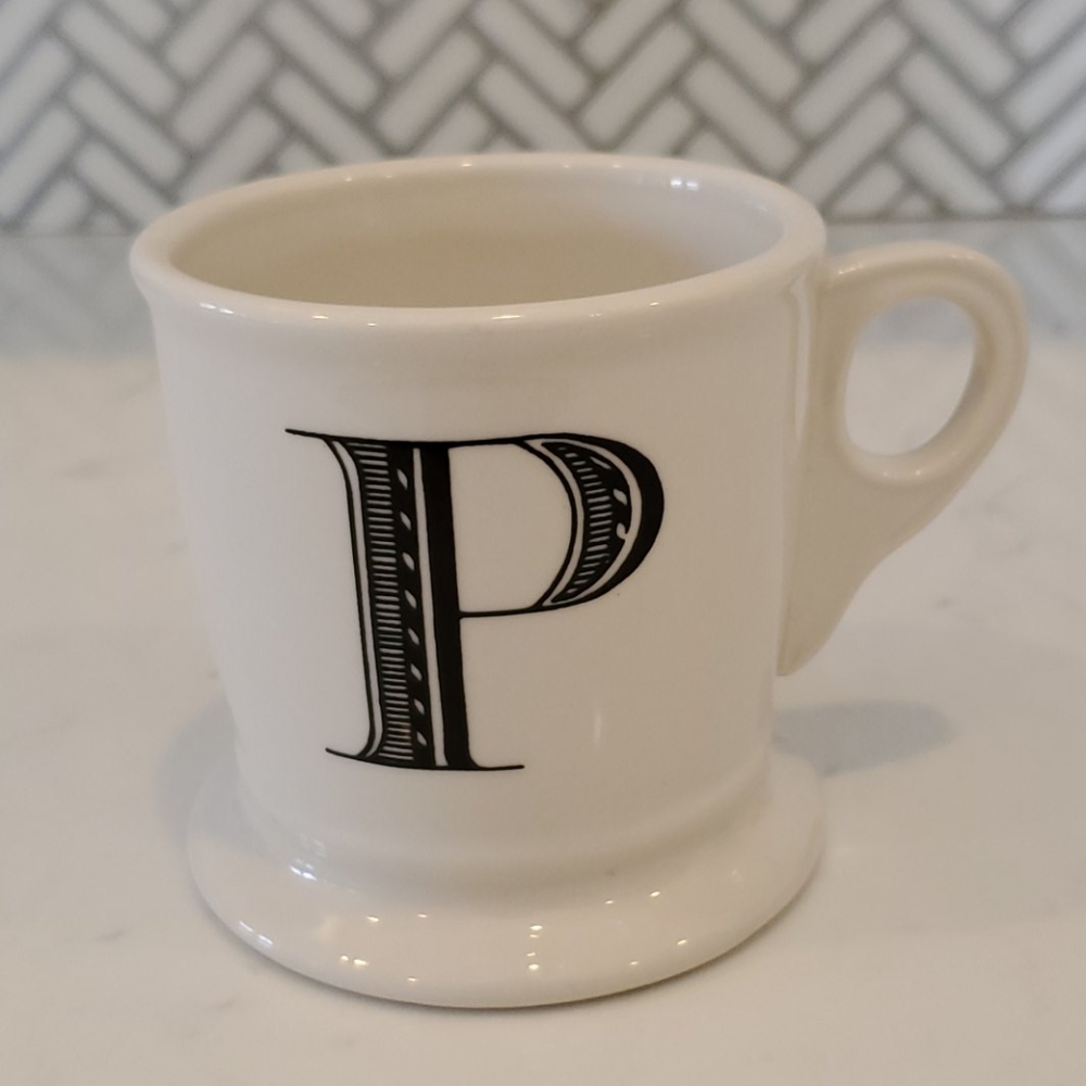 Anthropologie "P" Monogram Porcelain Mug